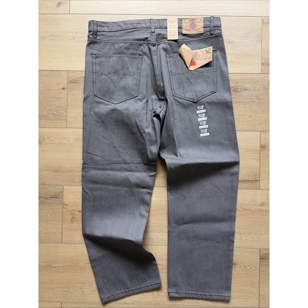 NWT Y2K VTG Members Property Mens Wide Leg Baggy 40x32 Jeans Gray Denim Skate